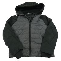 Šedo-černá šusťáková zateplená bunda s kapucí Next