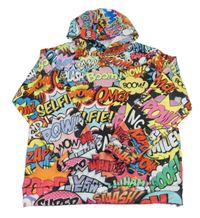 Barevná lehká mikina s graffity a kapucí 