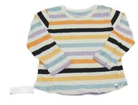 Nové - bílo-barevné pruhované triko 