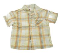 Bílo-oranžovo-olivová kostkovaná košile C&A