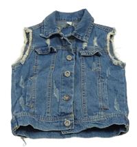 Modrá riflová vesta s dírami 