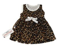 Nové - černo-hnědé leopardí sametové šaty 