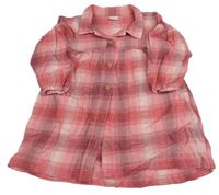 Růžové kostkované propínací šaty s límečkem Next