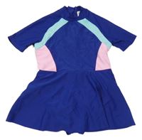 Modro-růžové sportovní body se sukní 