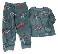 Tmavozelené plyšové pyžamo se Spidermanem M&S