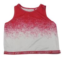 Růžovo-bílý sportovní crop top s nápisy zn. Ergeenomixx