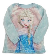 Světlemodro-růžová plyšová mikina s Elsou Disney