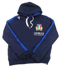 Tmavomodrá mikina s nápisy a kapucí - Italia