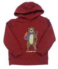 Vínová mikina s medvědem a kapucí zn. Primark