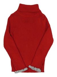 Červený žebrovaný svetrový rolák Primark