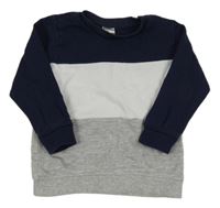 Tmavomodro-bílo-šedá mikina H&M