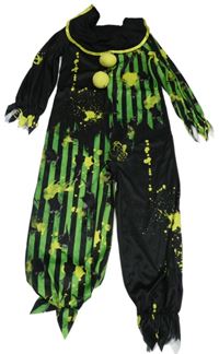 Kostým - Černo-zelený overal s 3D bambulemi - klaun George