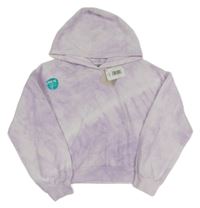 Nové - Lila-bílá batikovaná crop mikina s kapucí Matalan