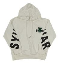 Bílá mikina s nápisy a medvídkem a kapucí 