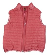 Růžová šusťáková prošívaná zateplená vesta 