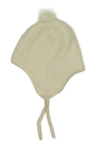 Smetanová čepice s bambulí 