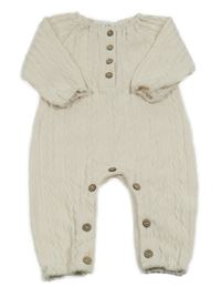Smetanový vzorovaný pletený overal 