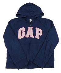 Tmavomodrá propínací mikina s logem a kapucí GAP