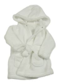 Bílý plyšový župan s kapucí Matalan