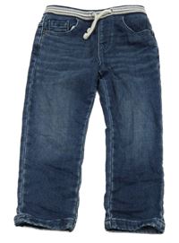 Tmavomodré teplákové skinny rifle s úpletovým pasem M&S