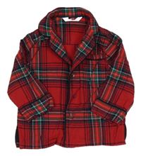 Červeno-zelený kostkovaný pyžamový kabátek M&S