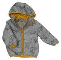 Šedo-hořčicová šusťáková lehce zateplená bunda s diny a kapucí George