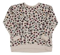 Světlerůžovo-černo-barevná mikina s leopardím vzorem Bluezoo