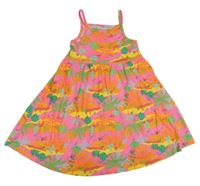 Neonově růžovo-barevné šaty s palmami Primark