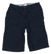 Tmavomodré plátěné chino kraťasy H&M