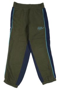 Khaki-tmavomodré tepláky s logem Nike