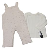 Nové - 2set - Bílé triko + Světlerůžové květované laclové tepláky Dunnes 