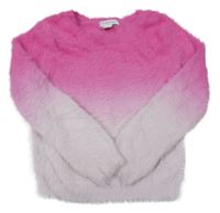Růžovo-bílý ombré chlupatý svetr Primark