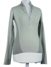 Dámské světlekhaki sportovní crop triko s límečkem Urban Outfit 