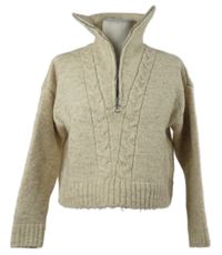 Dámský béžový crop svetr s límcem Bershka 
