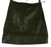 Dámská khaki vzorovaná koženková sukně Primark 