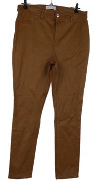 Dámské hnědé potažené skinny kalhoty Primark 