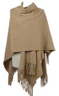 Dámský béžový pléd s třásněmi 