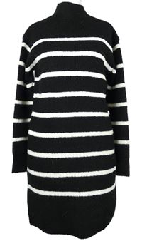 Dámské černo-bílé pruhované svetrové šaty se stojáčkem New Look 