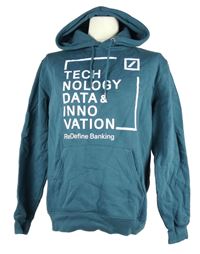 Pánská tmavomodrá mikina s nápisy a kapucí 