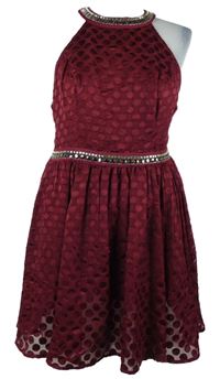 Dámské vínové puntíkované šaty s cvočky Hollister 