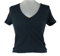 Dámské tmavomodré žebrované crop tričko Red Herring