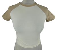Dámské smetanovo-béžové crop tričko H&M