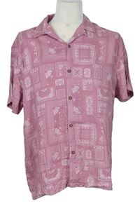 Pánská růžová vzorovaná košile zn. Primark 