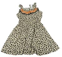 Béžové šaty s leopardí vzorem a volánkem C&A