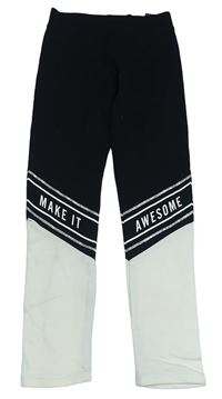 Černo-bílé legíny s nápisem H&M