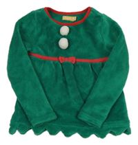 Zelená chlupatá mikina s bambulkami