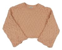 Světlerůžový crop svetr River Island