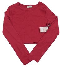 Nové- Fuchsiové žebrované crop triko Matalan