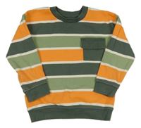 Oranžovo-zeleno-khaki pruhovaná mikina s kapsou Nutmeg 