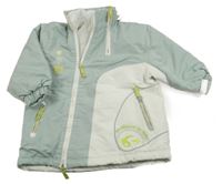 Světlemodro-bílá šusťáková zimní bunda s potiskem